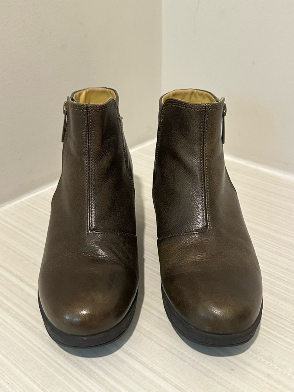 Bussola Bella Wedge Ankle Boots Booties Brown Leather Women’s EU 38 US 7 - Picture 4 of 12